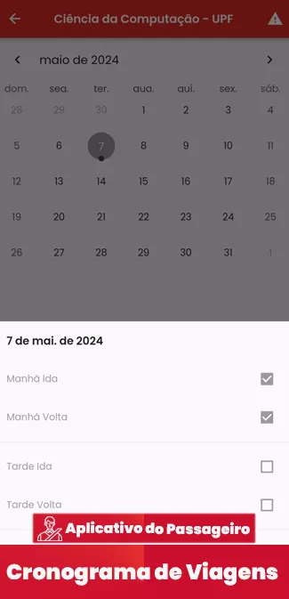 App do estudante: cronograma de viagens